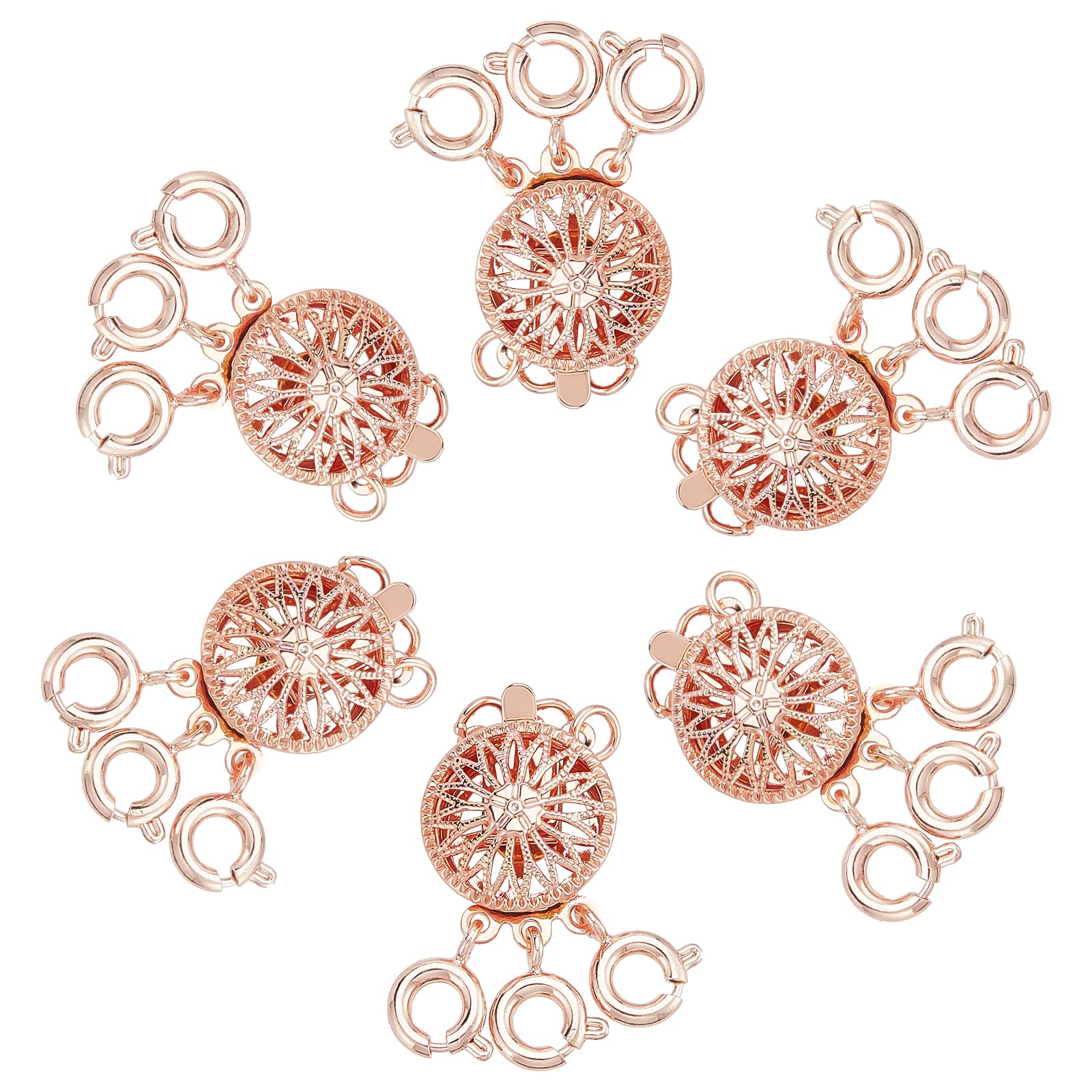 SUNNYCLUE 1 Box 6Pcs Necklace Layering Clasp Necklace Separator Layered Necklaces Clasp Rose Gold Multi Strand Clasps for Jewellery Making Bracelets Stackable Chains Women DIY Crafts Supplies