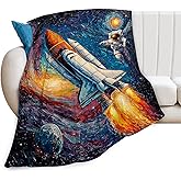 Space Rocket Blanket Astronaut Throw Blankets Gifts for Girls Boys Kids Soft Cozy Fleece Plush for Couch Sofa Bed 50"x40"