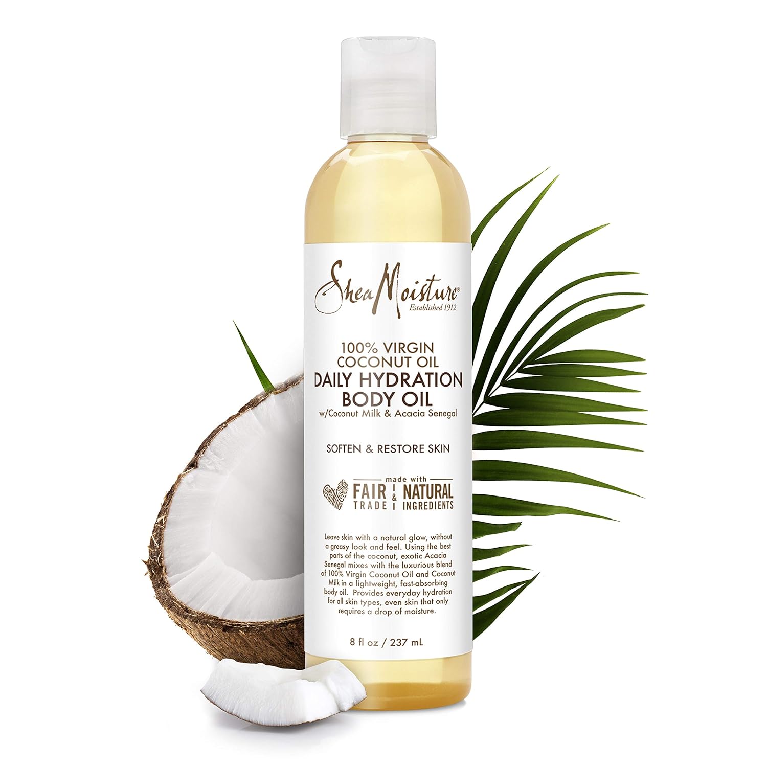 SheaMoisture Daily Hydration Body Oil for Dry Skin 100% Virgin Coconut Oil with Shea Butter 8 oz : Beauty
