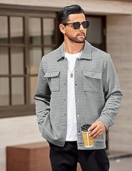 COOFANDY Mens Waffle Shirt Jackets Casual Stylish