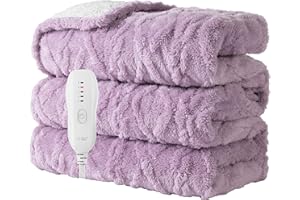 Couverture chauffante électrique douce avec 5 niveaux de chauffage et arrêt automatique de 3 heures, protection contre la sur