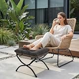 HollyHOME Foot Stool Foldable Velvet Ottoman with Metal Legs Dark Gray view 3