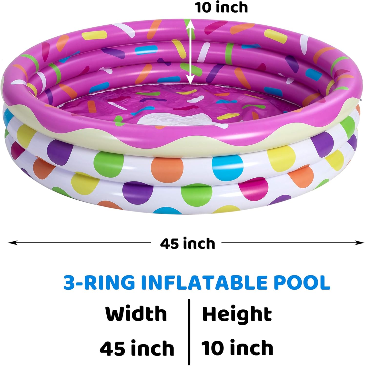 3 Pack 45" X 10" Inflatable Kiddie Pools, Watermelon & Pineapple & Cupcake Swimming Pool for Kids Summer Fun, Indoor&Outdoor Water Pool Baby Swimming Pool Pit Ball Pool: Toys & Games