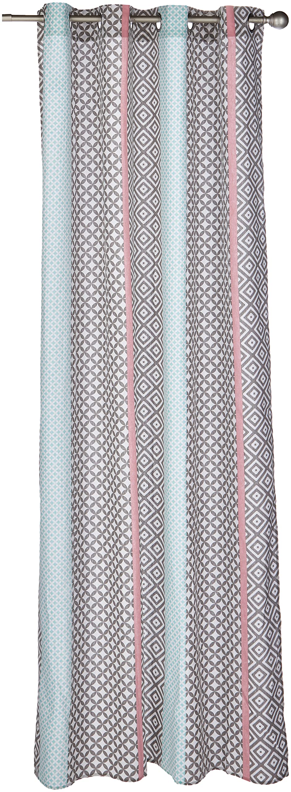 COTON d'intérieur Baltic Indoor Cotton Curtain with Eyelets, Cotton, Rose/Menthe, 140 x 240 cm