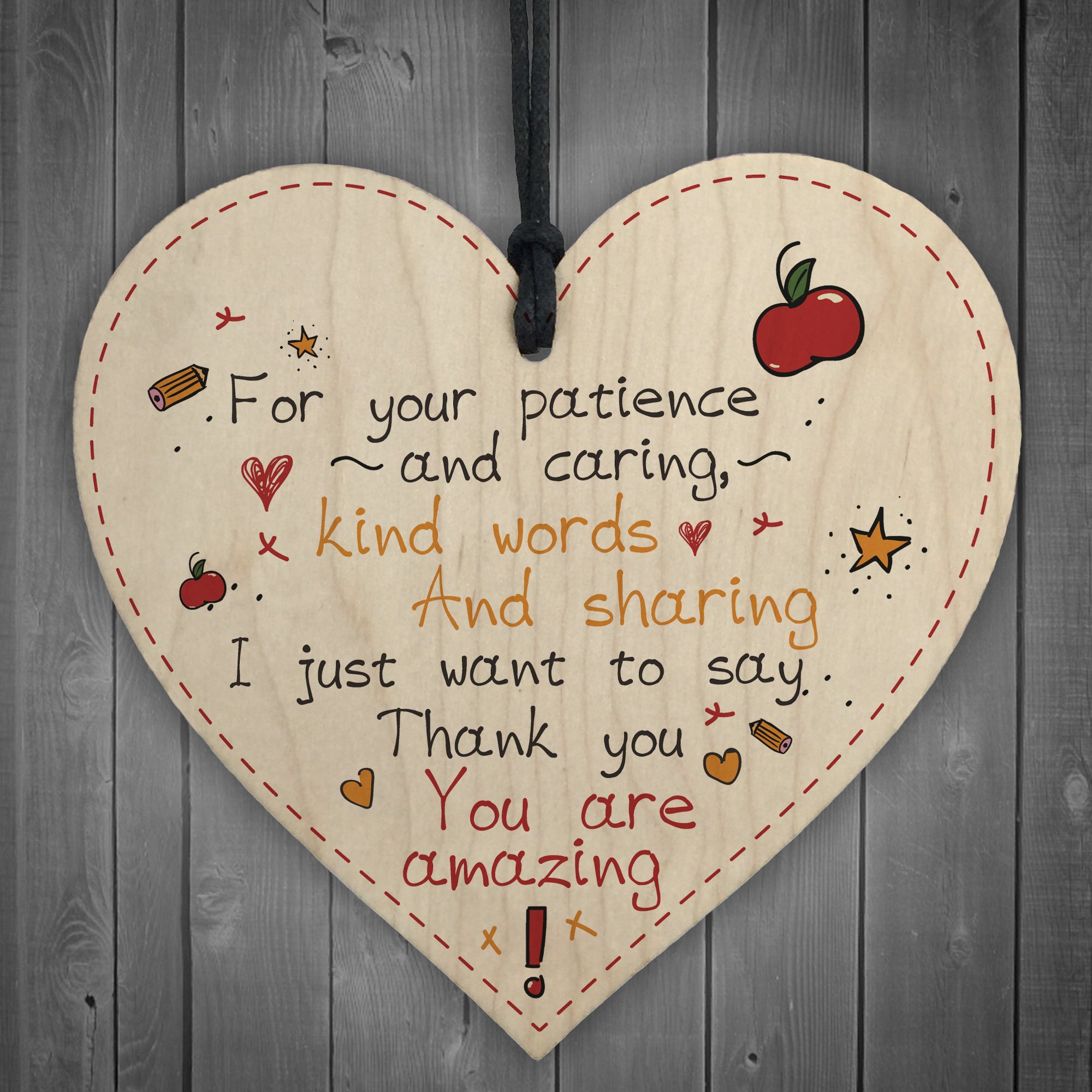 Red Ocean Leaving Nursery Wooden Heart Plaque Teacher Childminder Preschool Thank You Gift