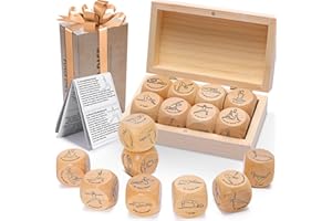 Garybank Yoga Dice in Wooden Gift Box with Practice Guide, 8 Workout Exercise Dice, Tons of Possible Combinations, Yoga Accessories Gifts for Beginners Women, Mindfulness Meditation Gifts,Fitness Dice