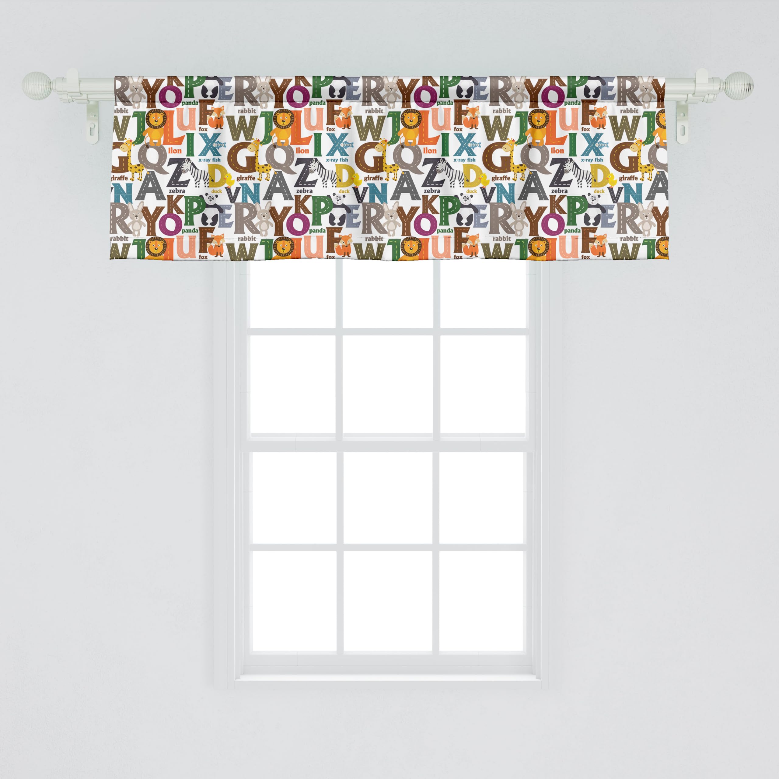 Ambesonne Alphabet Window Valance, Illustration of