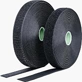 1 Inch x 33 Ft Sew On Hook and Loop Tape, Industrial Strength Nylon Fabric Fastener Strips for Clothing, Crafts, DIY, Bags, Easy Sew in, Strong, Black