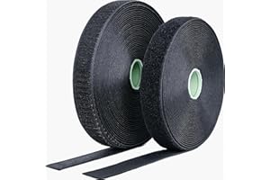 RENA CHRIS 1 Inch x 33 Ft Sew On Hook and Loop Tape, Industrial Strength Nylon Fabric Fastener Strips for Clothing, Crafts, DIY, Bags, Easy Sew in, Strong, Black