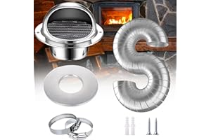 Hehoroo Pellet Stove Fresh Air Intake Kit, 2 "x 60" Exhaust Tube, External Rain Cover and Spiral Hose Clamp for Pellet Stove