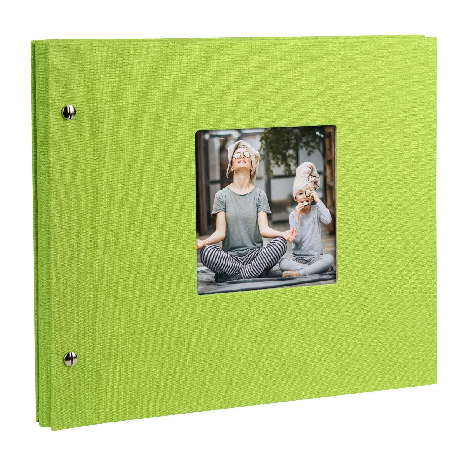Goldbuch Photo Album Trend, Bella Vista, 30 x 25 cm, 40 Black Pages with Glassine Dividers, Extensible, Linen, Green, 26976