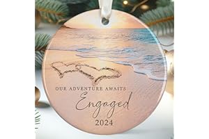 HUNIGIFT Engagement Gifts for Couples - Gifts for Newly Engaged Couples - Happy Engagement Gifts for Her, Bride to Be - Just Engaged Gifts for Her, Friends - Engagement Gift - Ceramic Engagement Ornament