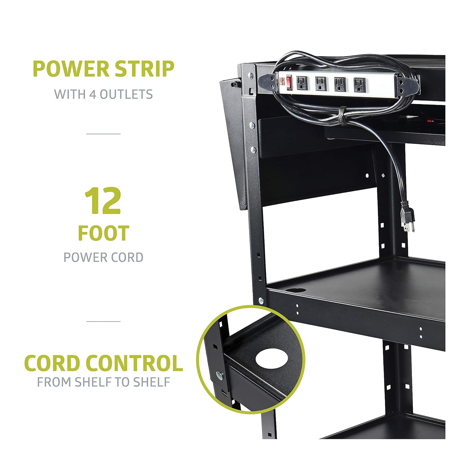 Pearington Rolling AV Cart with Drop Leaves and Adjustable Shelves for TV, Printer, or Laptop: Industrial & Scientific