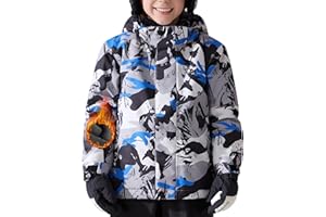 FREE SOLDIER Boys Girls Waterproof Ski Jacket Fleece Lined Warm Winter Snow Coat Kids Winter Jacket with Detachable Hood