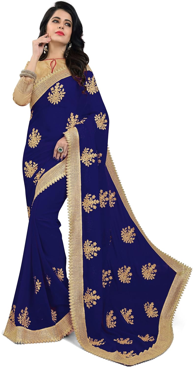 raghukul georgette embroidered saree for women
