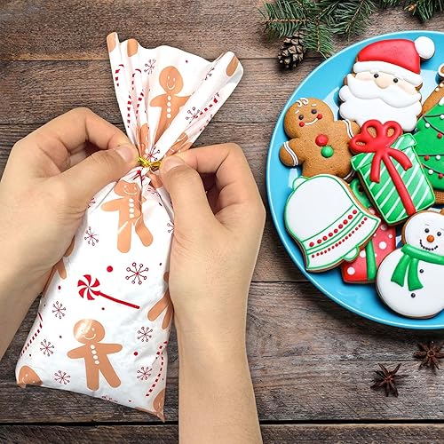 Funnlot Christmas Cellophane Bags 150pcs Christmas Plastic Bags