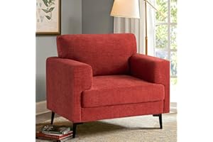 CDCASA Accent Chair, Chenille Fabric Oversized Mid Century Modern Chair Set of 1, Comfy Upholstered Armchair Reading Accent Chairs Sofa Chairs for Bedroom Living Room, Terracotta