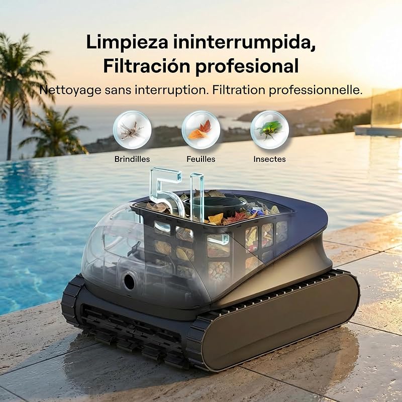 Sora 10 Robot Piscine sans Fil,25700 LPH,Capacité du Filtre 5L,Bleu