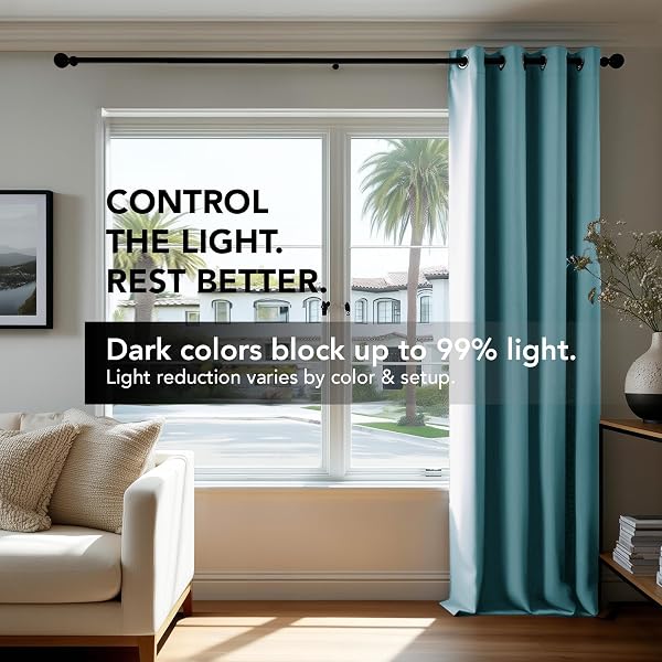DECONOVO BLACKOUT CURTAINS FOR BEDROOM, THERMAL INSULATED ROOM DARKENING GROMMET WINDOW DRAPES, SKY BLUE, 52W X 84L INCH, PACK OF 2 FOR LIVING ROOM & NURSERY PRIVACY PANELS