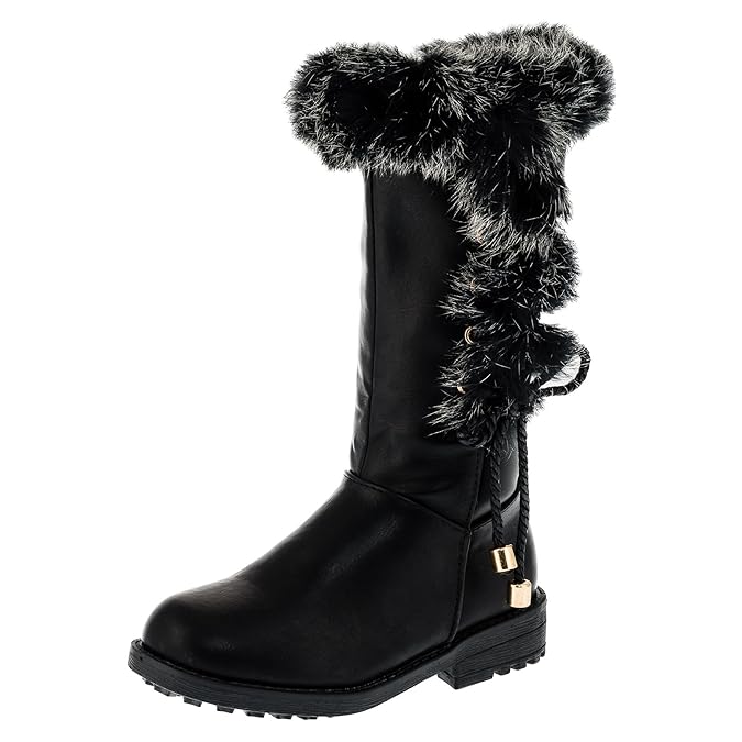 Cherine Gefütterte Mädchen Stiefel Schuhe mit Echtem Kaninchenfell Reißverschluss