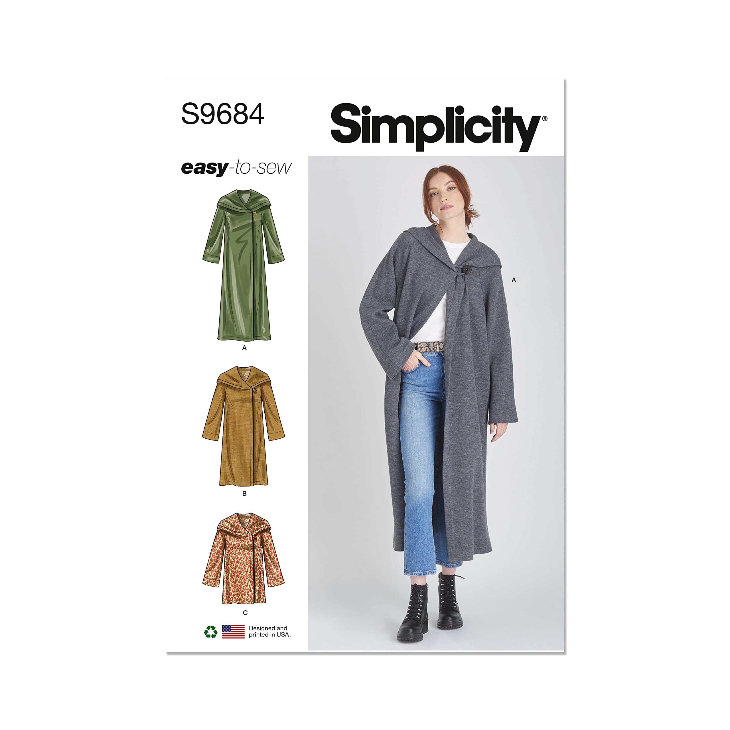 Simplicity SS9684H5 Misses' Hooded Coats and Jacket with Length Variations H5 (6-8-10-12-14)