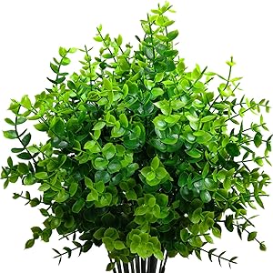 MIXCUTE Artificial Boxwood (Pack of 6), Fake Plants Faux Artificial Greenery Boxwood Stems for Wedding, Home, Farmhouse, Garden, Office, Hotel, Indoor, Outdoor Decor