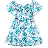 Disney Stitch Minnie Frozen Elsa Princess Girls Backless Dress Off Shoulder/Short Sleeve Cinched Waist Kids Clothes Ages 2-13