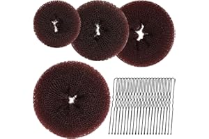 Teenitor Hair Bun Maker for Kids Girls - 4pcs Brown Ballet Buns in 4 Sizes, Hair Donuts