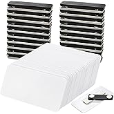 Covzoe 30 Pack Blank Name Tags, 1.5 x 3 Inch Name Badge with Magnetic Backing, Reusable DIY Plastic Name Label Holders Round Corner for Personalized Shirts School Office