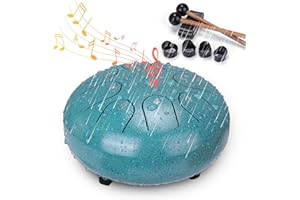 BUSOHA Rain Drum for Outside Garden - 6 Inches 8 Notes Steel Tongue Rain Drum for Outside Garden when It Rains, Waterproof Rain Chime Drum Instrument, Mini Outdoor Rain Drum