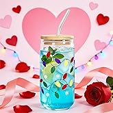 Color Changing Cup, Valentine's Day Tumbler, Sweet Love Gift for Him/Her, Reusable Romantic Holiday Party Drinking Cup, Cute Glass for Valentine's Day, Christmas