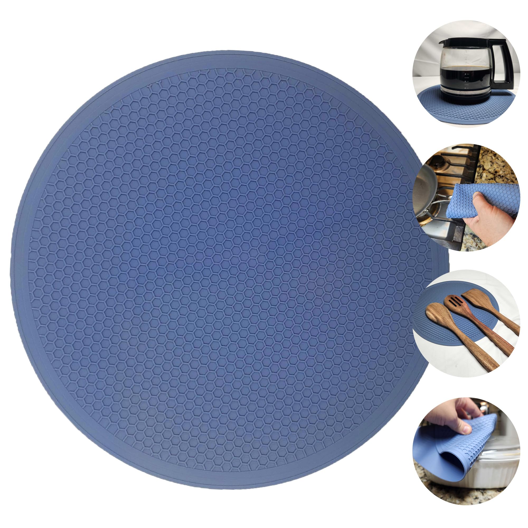 Photo 1 of Kitchen Discovery Multipurpose Silicone Mat 11.5 Inch Round, Heat Resistant Mat with Non-Slip Jar Opener and Spatter Guard