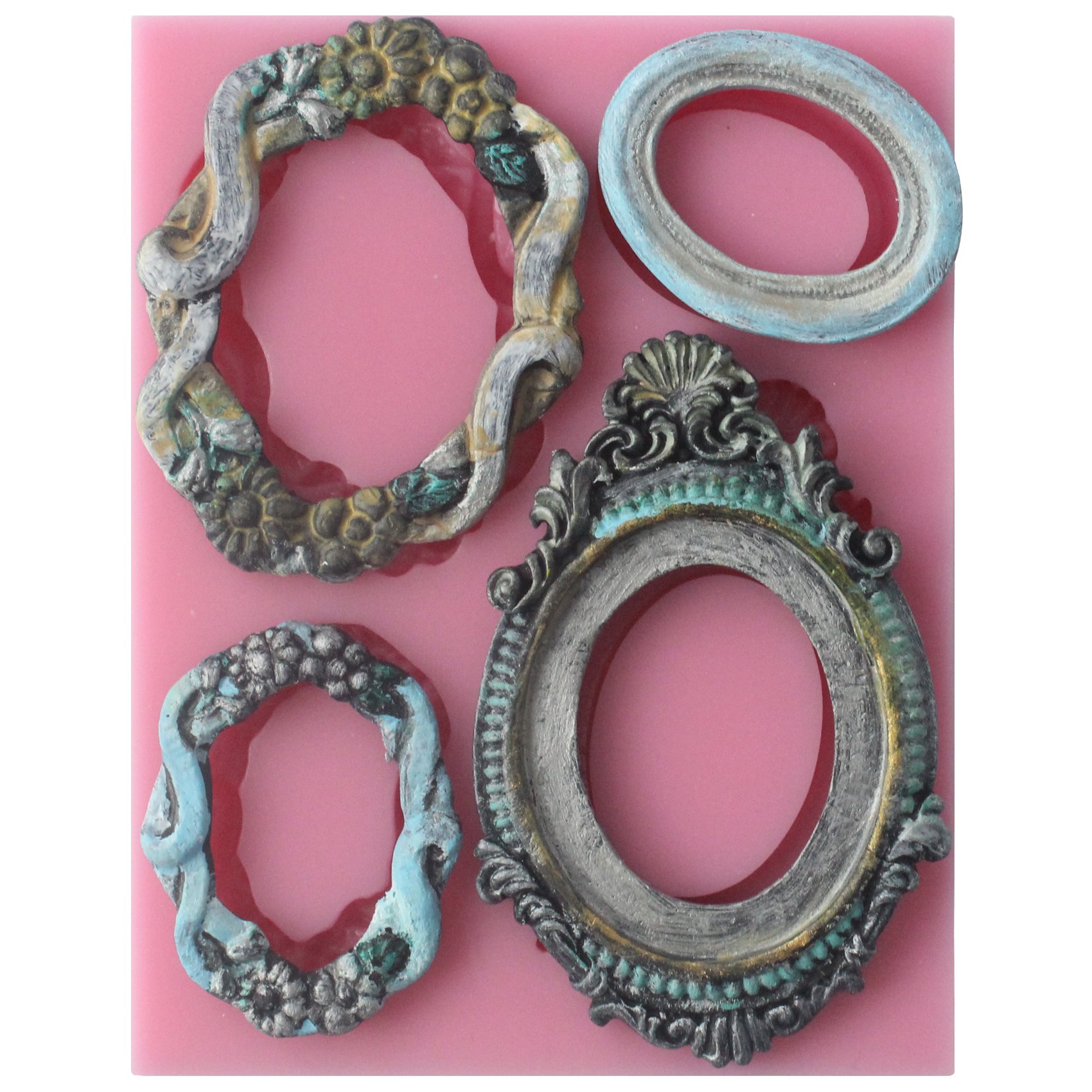 musykrafties Vintage Oval Mirror Frames Fondant Silicone Mould for Cake Decorate Polymer Clay Crafting Sugarcraft — image 1