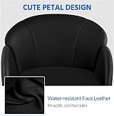 Yaheetech Faux Leather Desk Chair Velvet Flower Armrest Swivel Black view 5