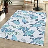 Tritard Coastal Sea Turtles Area Rugs Beach Themed Nautical Non Slip Area Rugs Stain Resistant Washable Accent Rugs Non Shedd