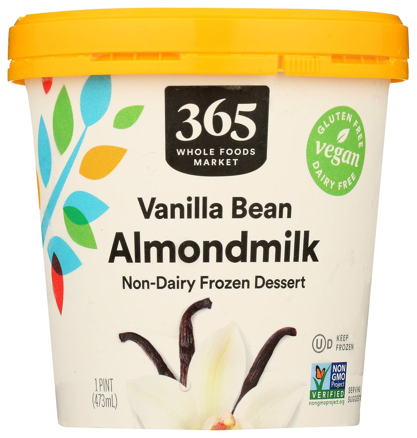 365 by Whole Foods Market, Non-Dairy Frozen Dessert, Almondmilk - Vanilla Bean, 16 Ounce