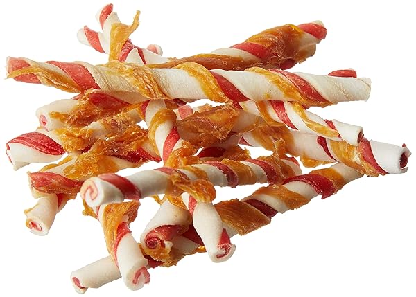 AMAZON BRAND – WONDER BOUND CHICKEN FLAVOR DOG RAWHIDE TWIST STICKS, 70 COUNT, 1.08 POUND (PACK OF 1)