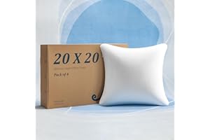 AM AEROMAX 20 × 20 Throw Pillow (Pack of 4) Memory Foam Pillow Insert - Square Accent Pillow for Decorative Cushion Bed Couch Sofa - Non-Deforming Over Time