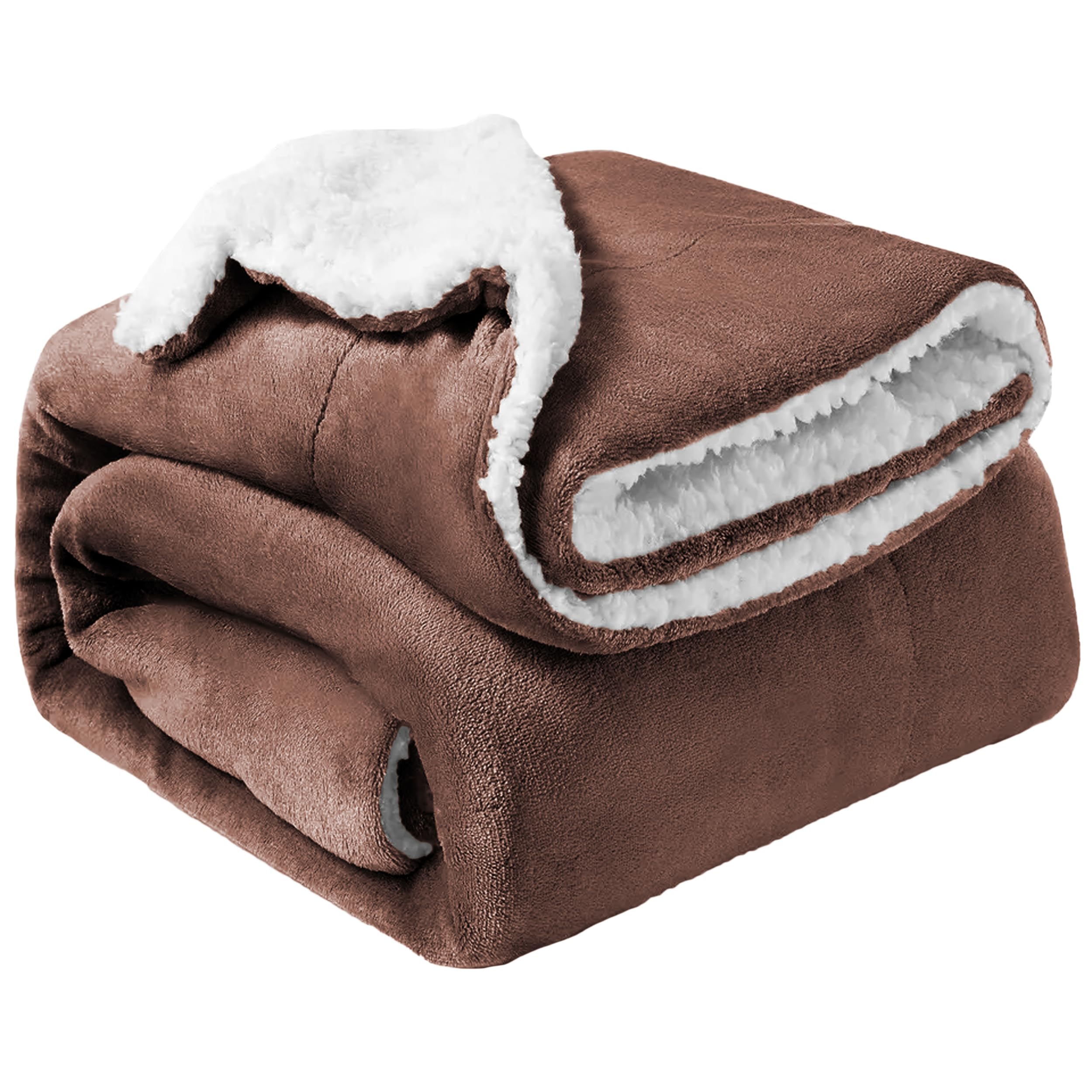 Oxford Homeware Sherpa Fleece Blanket Reversible Throw Blankets Soft Fluffy Thick Blankets Microfiber Plush Blanket for Bed, Couch (Coffee, Single (130 x 150 Cm)) — image 1