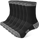 BUDERMMY Crew Socks for Women Hiking Athletic Running Walking Cushioned Compression Cotton Socks 6 Pairs