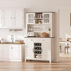 IDEALHOUSE 72" Wine Bar Cabinet with 4 Doors and 2