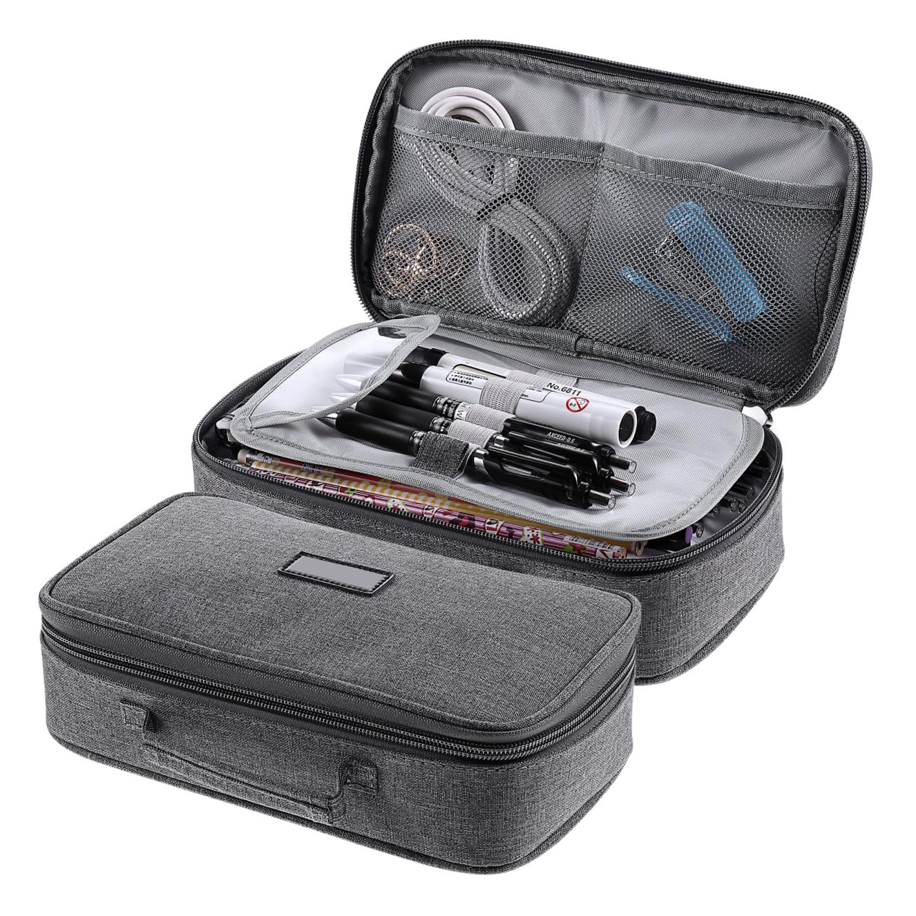 Cabilock Pencil Pouch Big Capacity Pencil Box Portable Stationery Organizer with Zipper Pencil Case for School & Office Supplies(Gray)