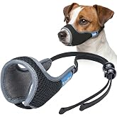 One-Pull Adjustable Dog Muzzle for Small Dogs, No Size Guessing, Soft Comfort Fit, Allows Panting &amp; Drinking, Prevents Biting, Size 1 (Snout Length: 1.4&ndash;1.9")