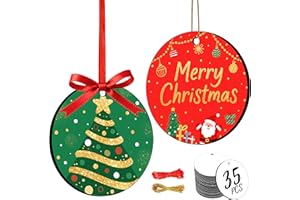 Joyclub 35 Pcs 3'' Sublimation Ornament Blanks Sublimation Christmas Ornaments Bulk Wholesale White Round Double Sided Ornaments for Personalized Xmas Tree Heat Transfer Home Decor DIY Crafts