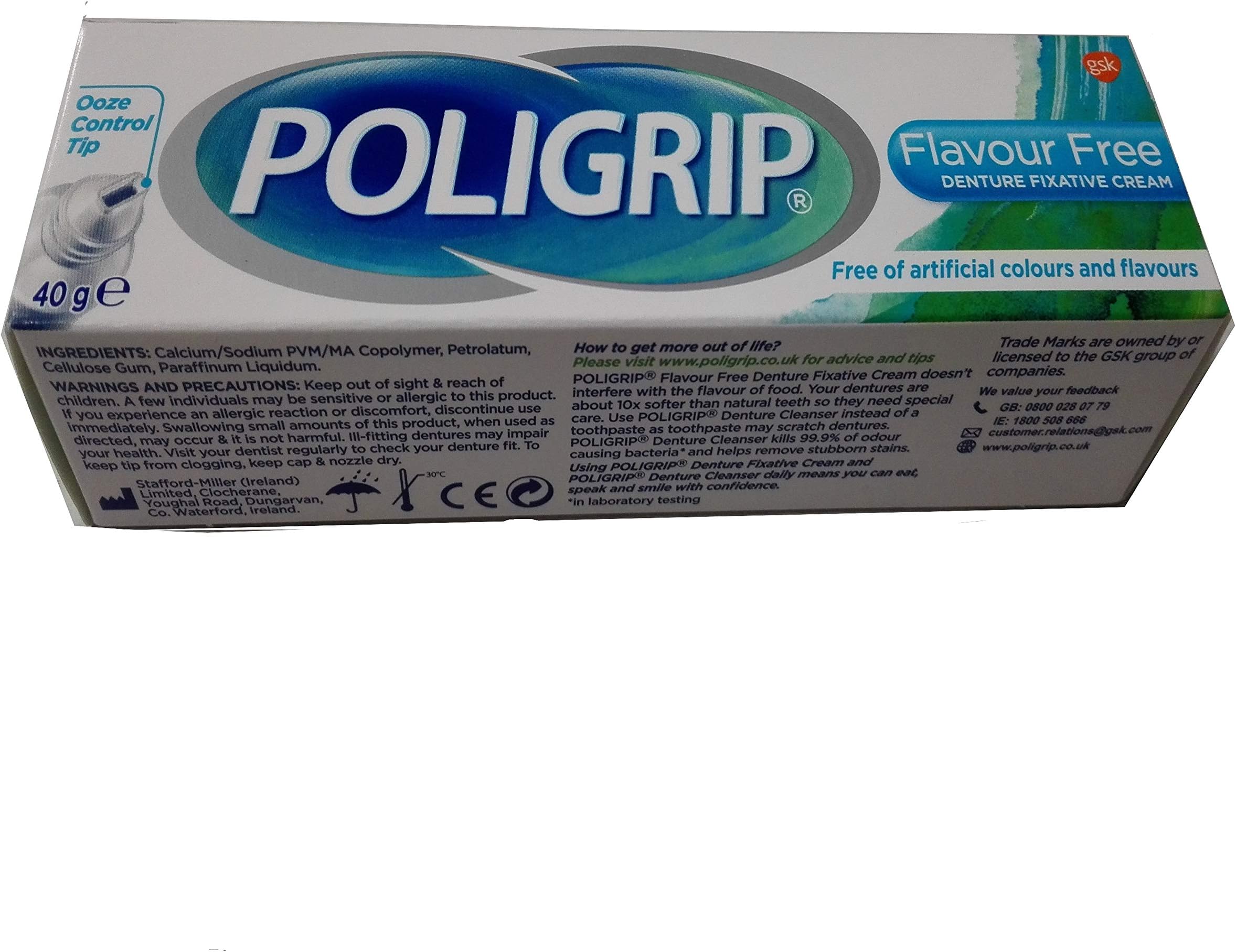 Poligrip Denture Fixative Cream Flavour Free (40g) - Pack of 2 by Poligrip