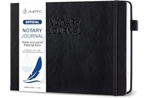 JUBTIC Notary Journal Log Book - Notary Public Journal of Notarial Acts - Notary Supplies with Privacy Guard– Horizontal, 378 Record Entries, 128 Numbered Pages, Hardcover, 10x7″ (Black)