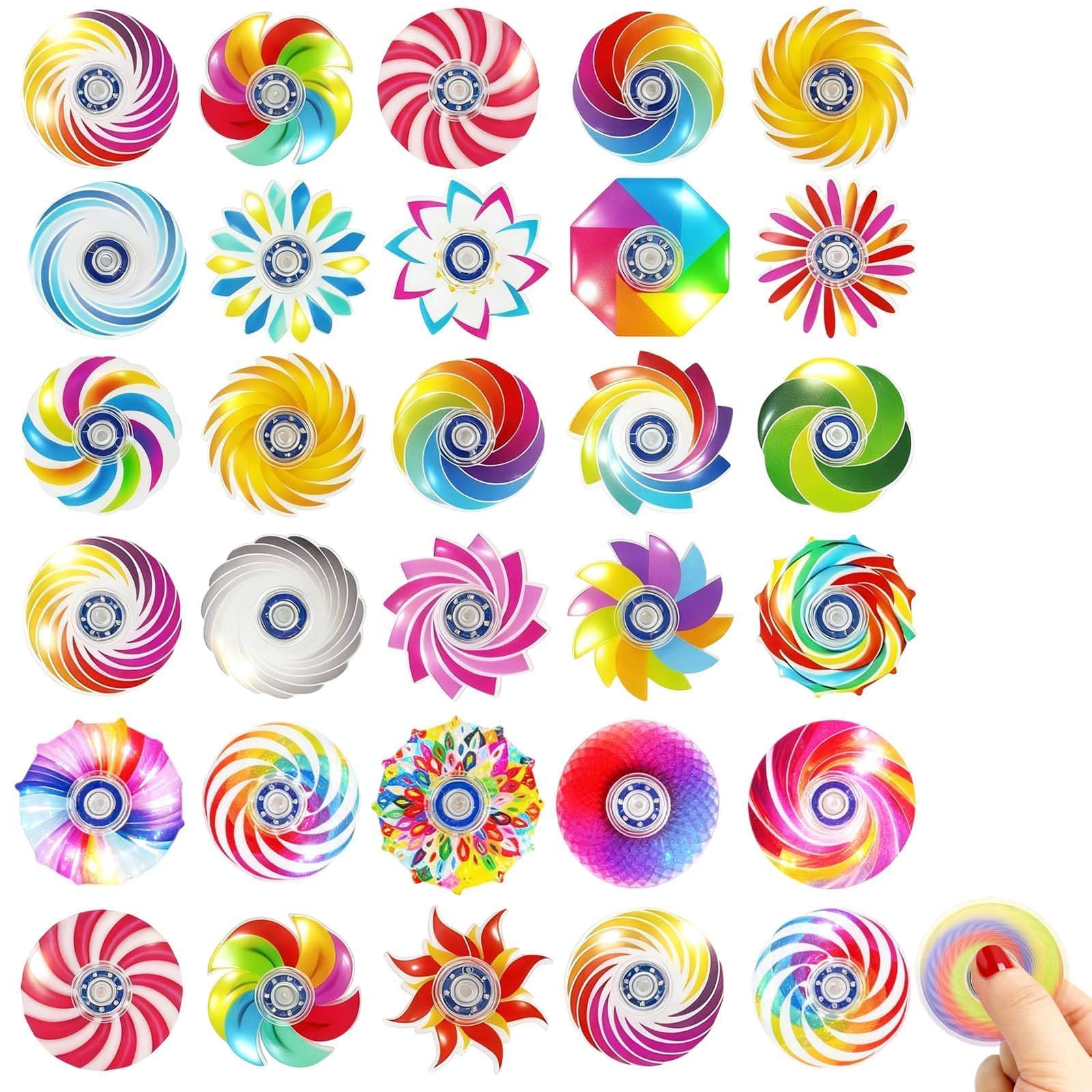 30 Pack Mini Fidget Spinners for, Fidget Toys for Various Styles Spinning Toys Party Bag Fillers, Colourful Hand Spinners for Office Home and Travel