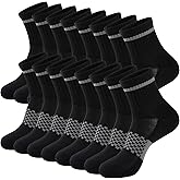 COOVAN Mens Atheltic Quarter Socks Cotton Thick Cushioned Moisture Wicking Running Sports Work Socks(8 Pairs)