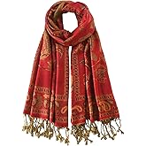 Nonakgado Reversible Paisley Pashmina Rave Scarf Shawl-Soft Silky Pashmina Wraps for Women Evening Dresses