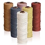 6 Rolls Macrame Cord 3mm x 328 Yards Cotton Rope